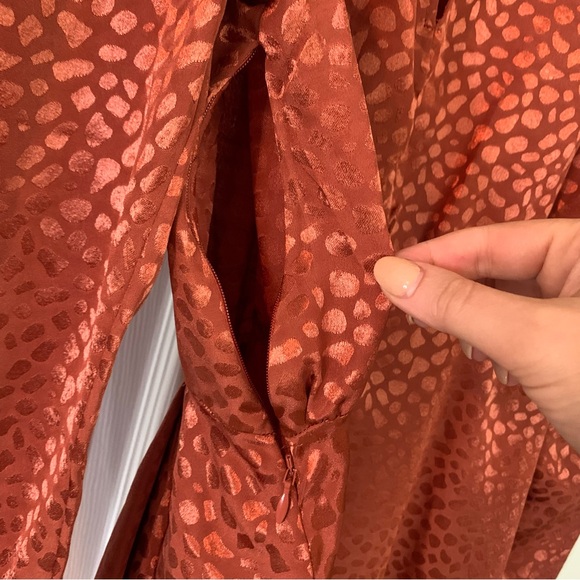 ASOS Jacquard Rust Puff Sleeve Mini Dress, size 6 - Picture 8 of 13